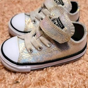 Converse white glitter